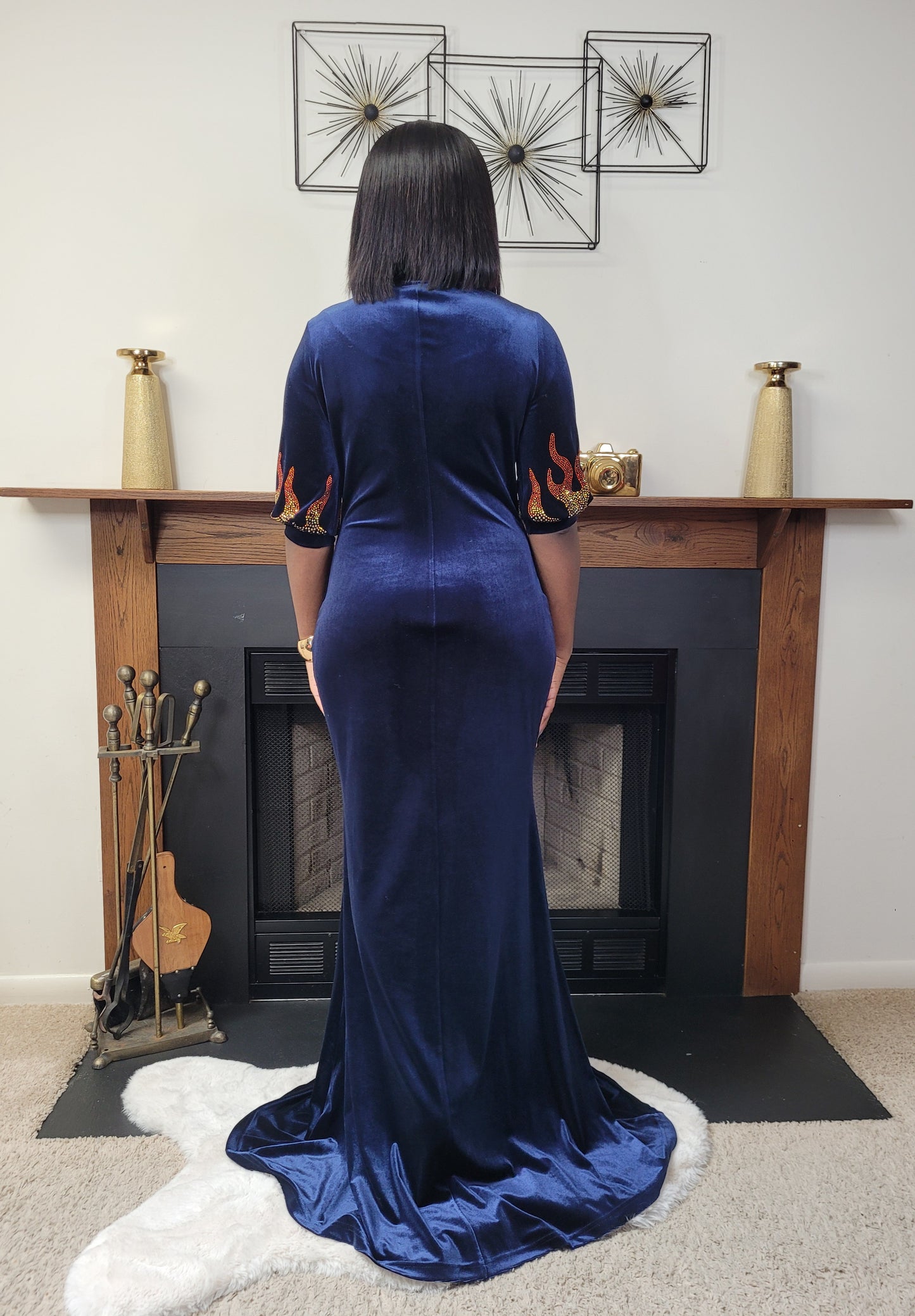 MEI VELVET FLAME DRESS